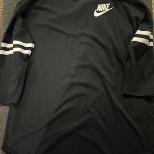 Nike Women's Black Long Sleeve Tee with White Accents and just do it on back